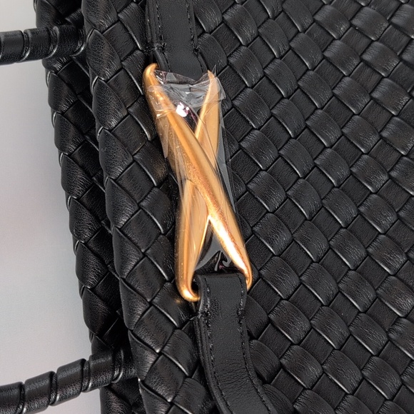 JW PEI Black Woven Elora Tote Bag Purse - Picture 3 of 13